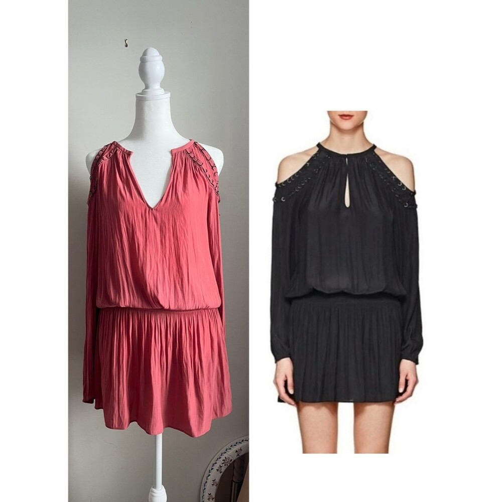Ramy Brook Alicia Cold Shoulder Mini Dress Maeve Smocked Waist Ruffle